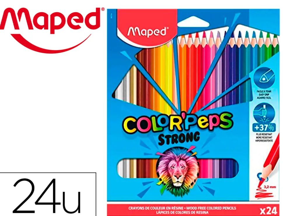 24 crayons de couleurs color'peps strong green ultra-r sistants