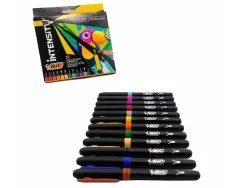 12 feutres bic corps noir grip caoutchouc capuchon ventile couleur de l'encre