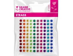 1 planche graine creative de 100 strass 5 mm couleurs vives