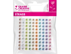 1 planche graine creative de 100 strass 5 mm couleurs pastel