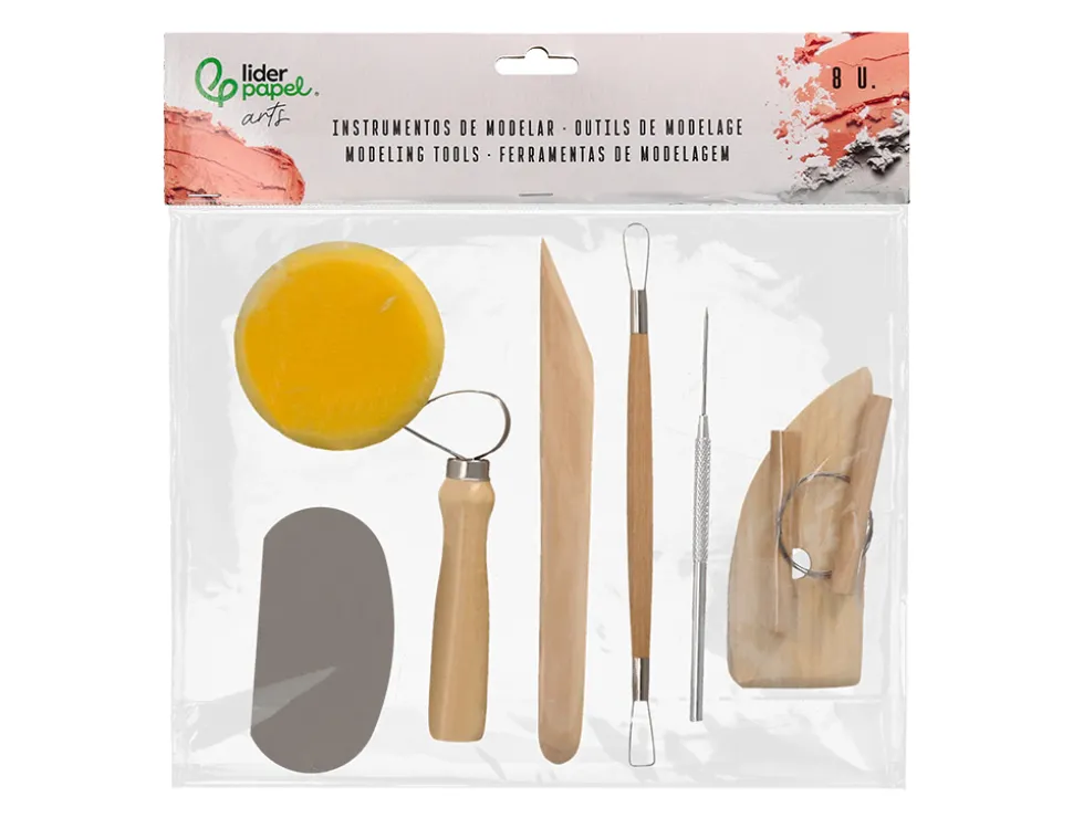 Accesoires de modelage liderpapel pack de 8 unites assortis certifie fsc