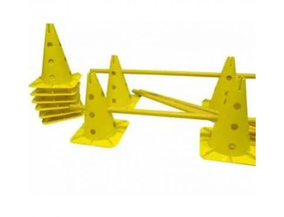 Accessoires de parcours first loisirs kit multisaut hauteurs de saut reglable 10 cones a 12 trous 5 jalons