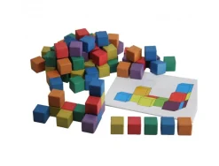 Accessoires pour geometrie wissner cubes 3d colores en 6 couleurs 2x2x2 cm 150 cubes 1 manuel de modeles