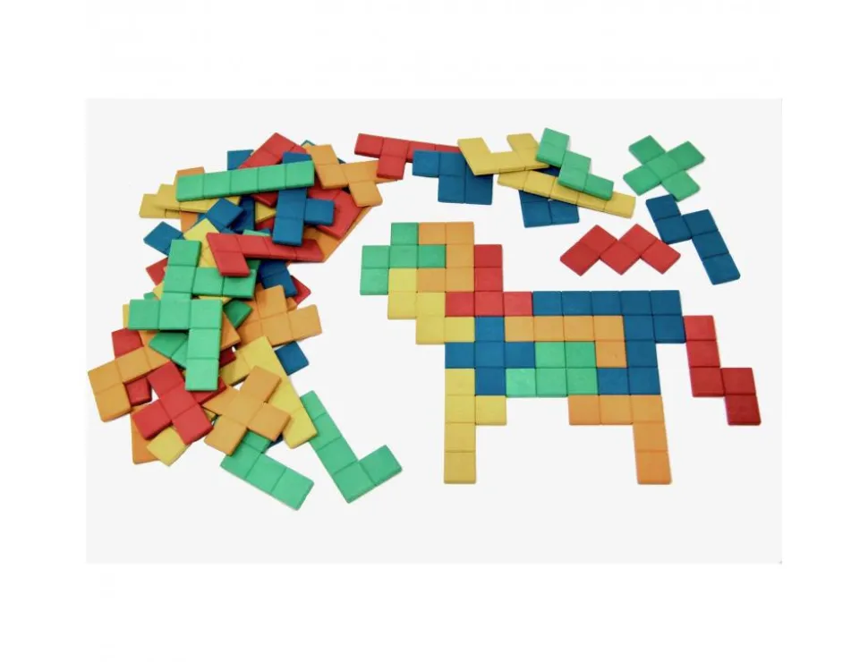 Accessoires pour geometrie wissner pentominos en re wood 60 pieces 5 coloris assortis