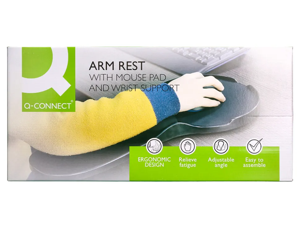Accoudoir ergonomique q-connect avec tapis de souris support poignet 220x140x480 mm coloris noir
