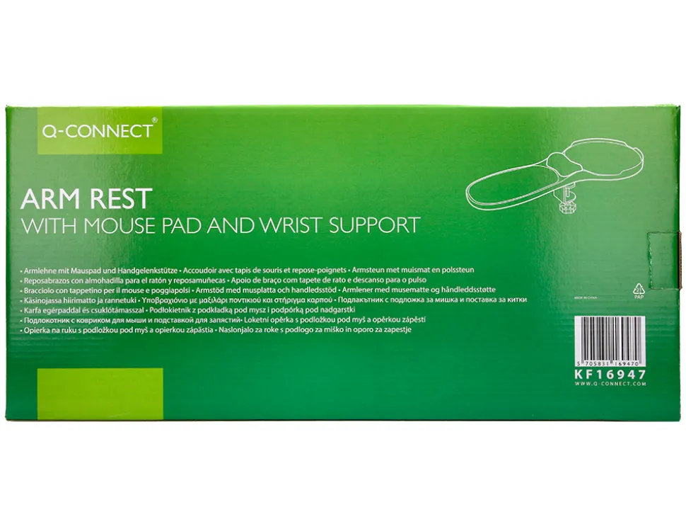 Accoudoir ergonomique q-connect avec tapis de souris support poignet 220x140x480 mm coloris noir