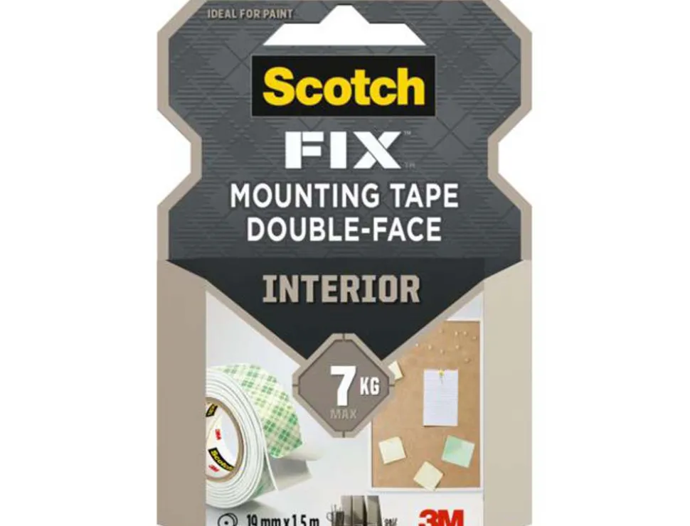 Adhésif fixation scotch fix mousse double-face application intérieure prêt usage épaisseur 1.6mm ruban 19mmx1.5m