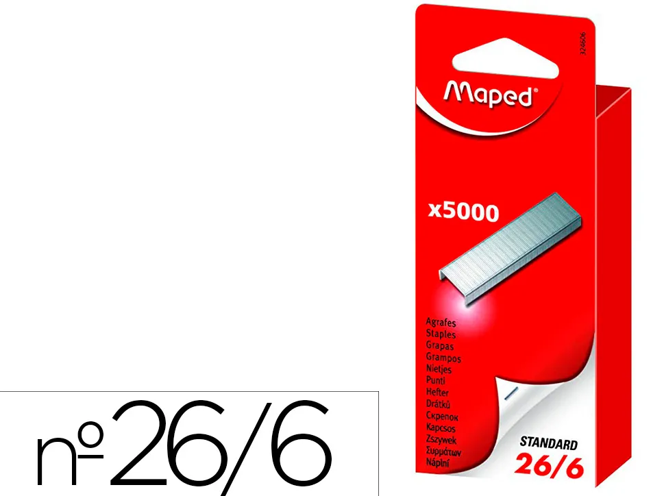 Agrafe maped modèle 26/6 galvanisée boîte 5000 unités