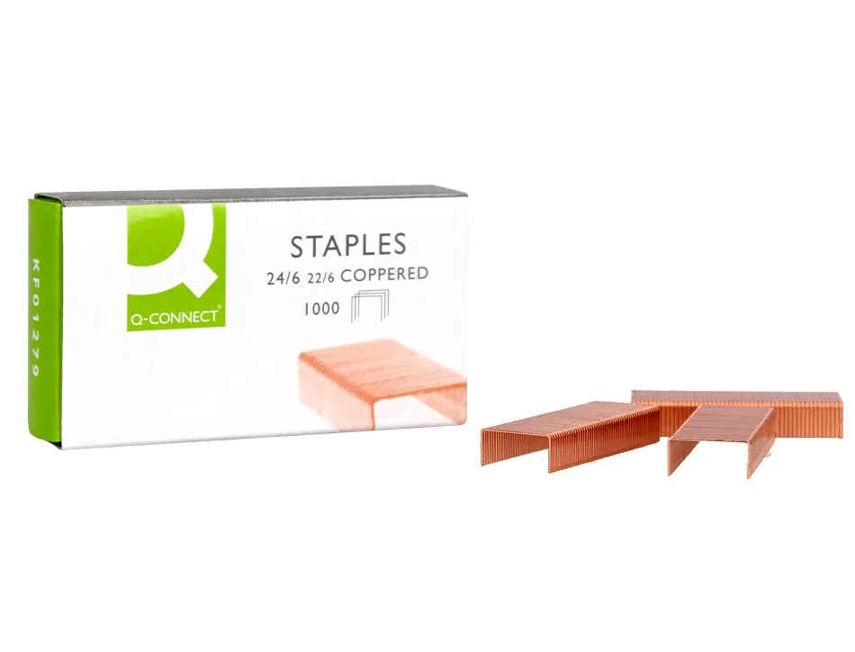 Agrafe q-connect modèle 22/6 24/6 cuivrée boîte 1000 unités