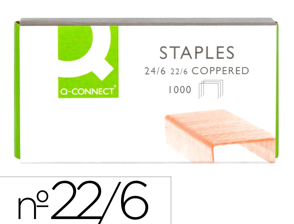 Agrafe q-connect modèle 22/6 24/6 cuivrée boîte 1000 unités