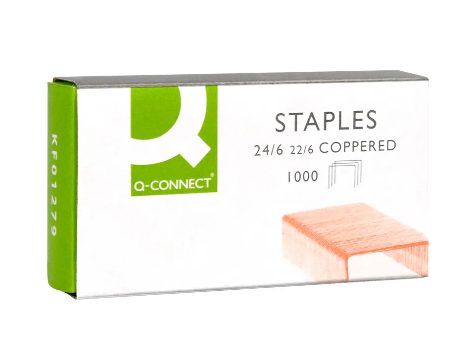 Agrafe q-connect modèle 22/6 24/6 cuivrée boîte 1000 unités