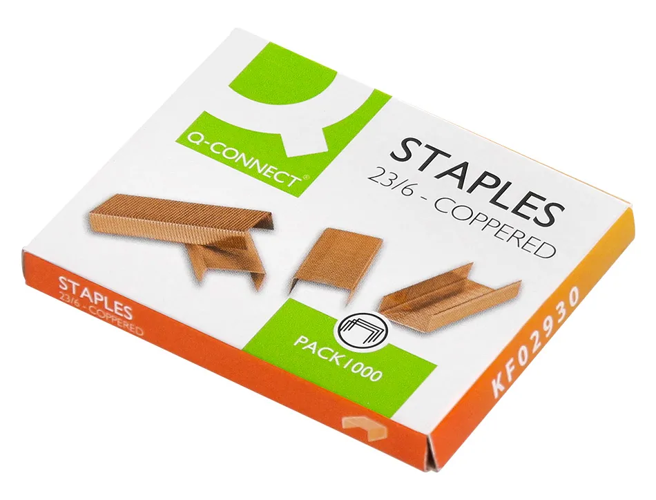 Agrafe q-connect modèle 23/6 cuivrée boîte 1000 unités