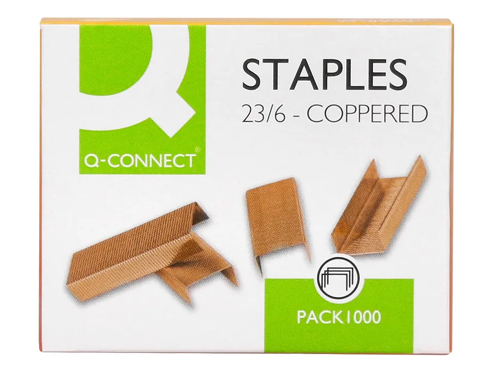Agrafe q-connect modèle 23/6 cuivrée boîte 1000 unités