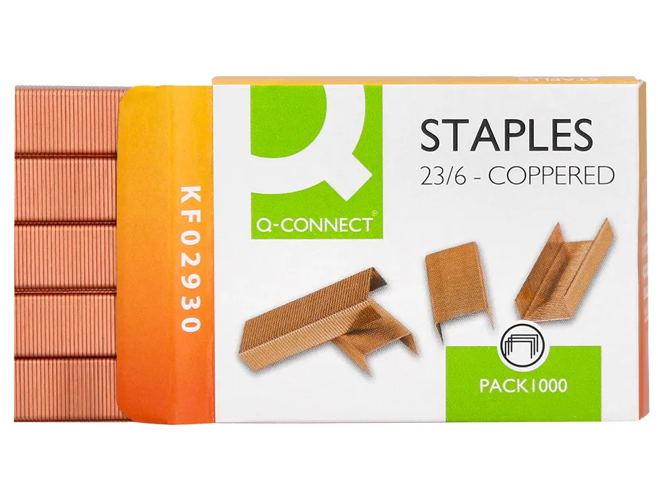 Agrafe q-connect modèle 23/6 cuivrée boîte 1000 unités