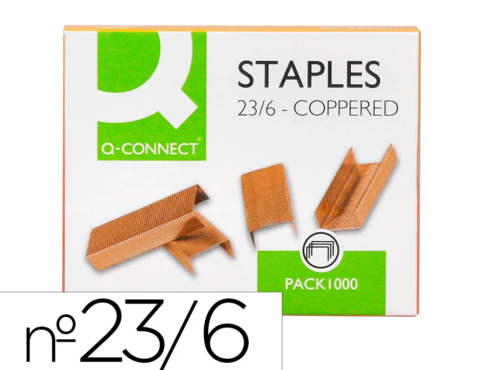 Agrafe q-connect modèle 23/6 cuivrée boîte 1000 unités