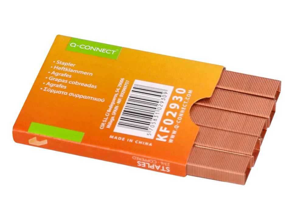 Agrafe q-connect modèle 23/6 cuivrée boîte 1000 unités