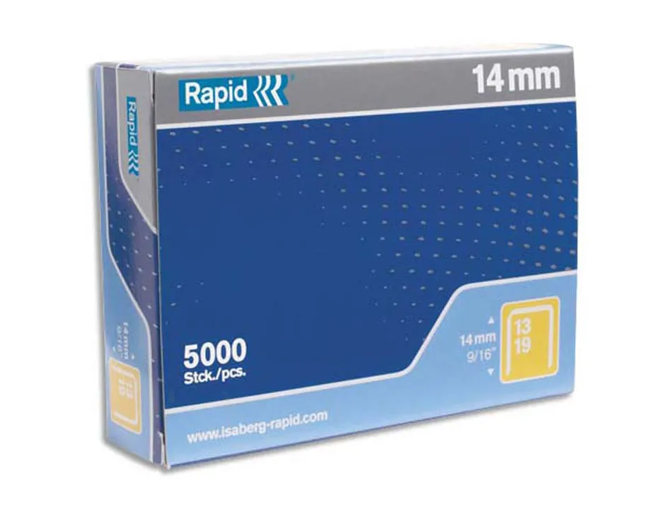 Agrafe rapid modèle 13/4 fil fin acier galvanisé haute résistance boîte 5000 unités