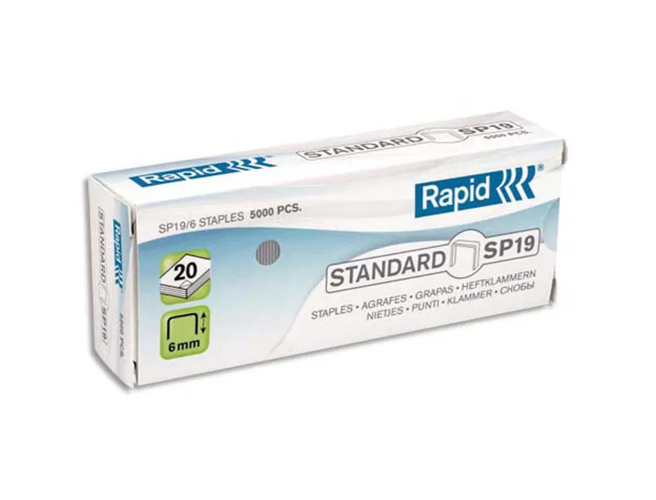 Agrafe rapid standard sp19 boîte 5000 unités