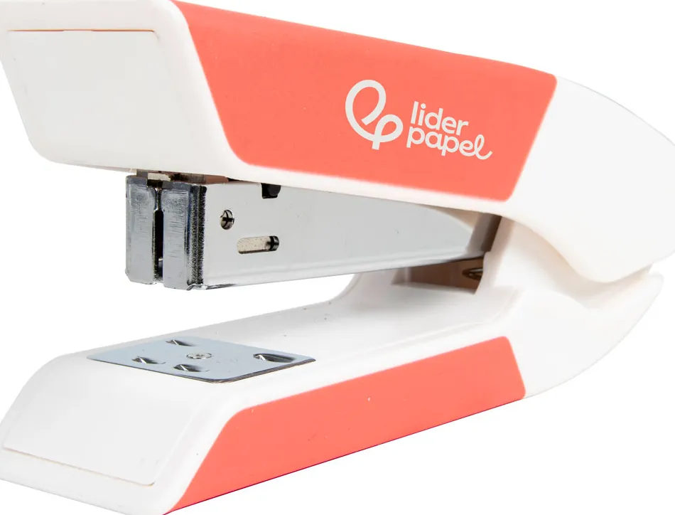 Agrafeuse bureau liderpapel 35x65x130mm 20 feuilles agrafes 26/6 1000 agrafes coloris corail