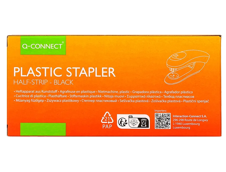 Agrafeuse bureau q-connect kf14204 plastique abs capacite 20 feuilles coloris noir