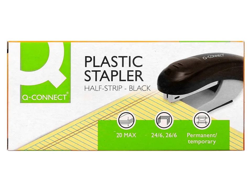 Agrafeuse bureau q-connect kf14204 plastique abs capacite 20 feuilles coloris noir