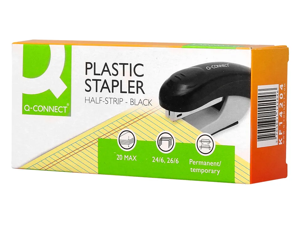 Agrafeuse bureau q-connect kf14204 plastique abs capacite 20 feuilles coloris noir