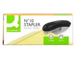 Agrafeuse bureau q-connect kf14212 plastique capacite 10 feuilles agrafes nº10 coloris noir