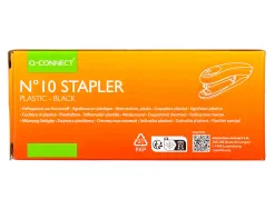 Agrafeuse bureau q-connect kf14212 plastique capacite 10 feuilles agrafes nº10 coloris noir