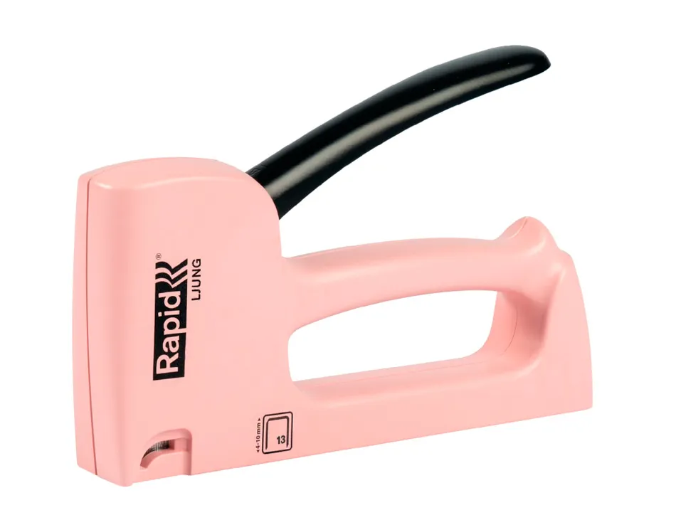 Agrafeuse murale rapid r13 ljung agrafes fil fin n13 poignee ergonomique coloris rose bruyere