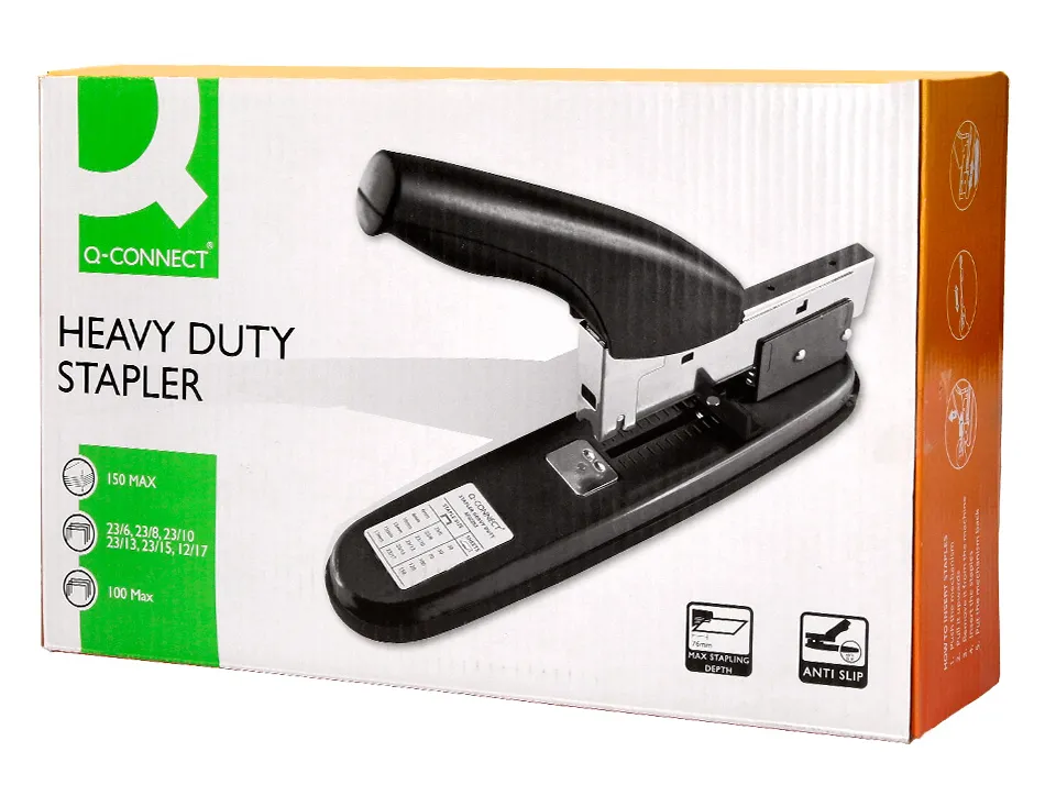 Agrafeuse q-connect grande cap acité économique capacité 150f coloris noir métal