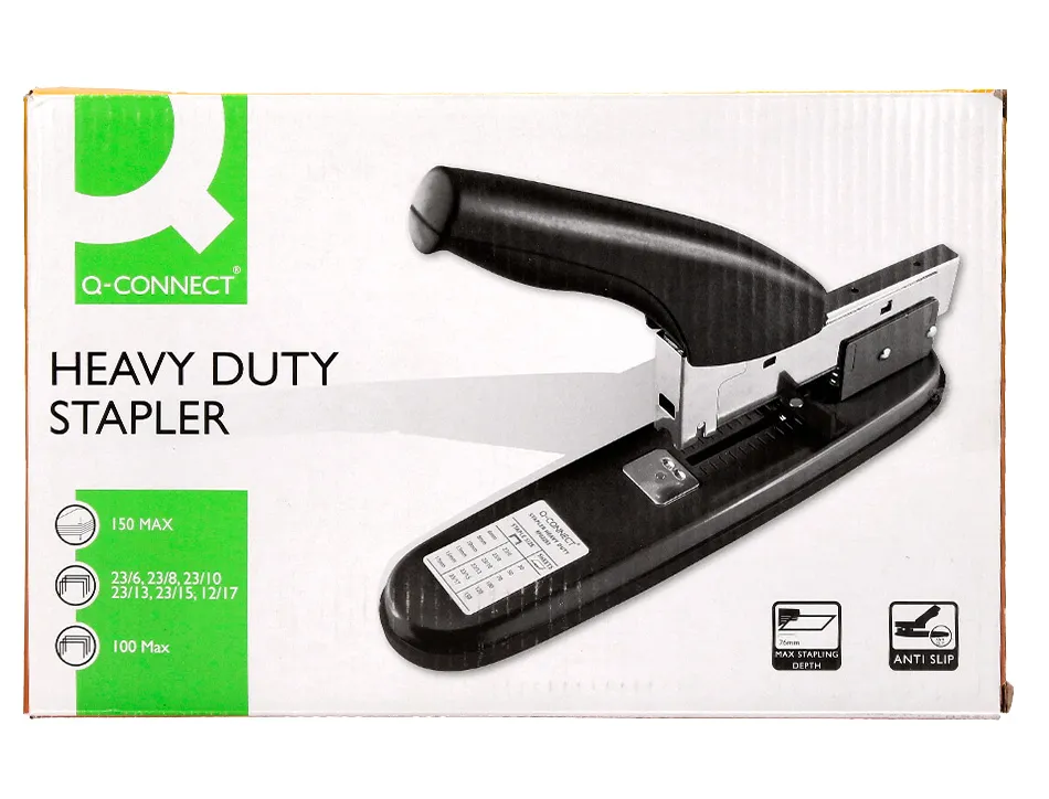 Agrafeuse q-connect grande cap acité économique capacité 150f coloris noir métal
