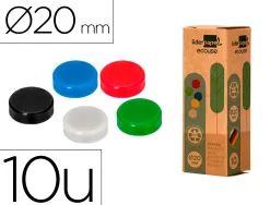 Aimant liderpapel ecouse pp 20mm pour tableaux magnetiques coloris assortis boite 10 unites