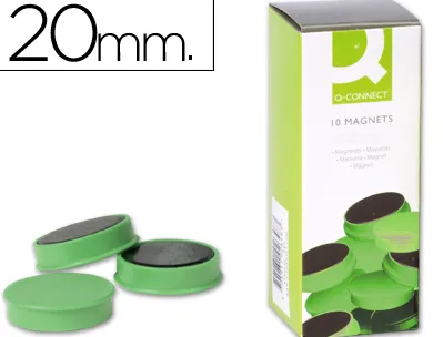 Aimant q-connect diamètre 20mm affichage signalisation toutes surfaces métalliques coloris vert boîte 10 unités