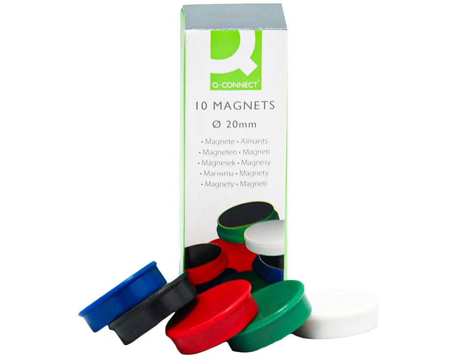 Aimant q-connect diamètre 20mm affichage signalisation toutes surfaces métalliques coloris assortis boîte 10 unités