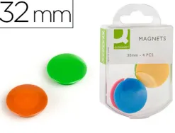 Aimant q-connect diamètre 25mm affichage signalisation toutes surfaces métalliques coloris assortis boîte 4 unités