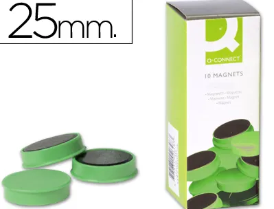 Aimant q-connect diamètre 25mm affichage signalisation toutes surfaces métalliques coloris vert boîte 10 unités