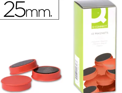 Aimant q-connect diamètre 25mm affichage signalisation toutes surfaces métalliques coloris rouge boîte 10 unités