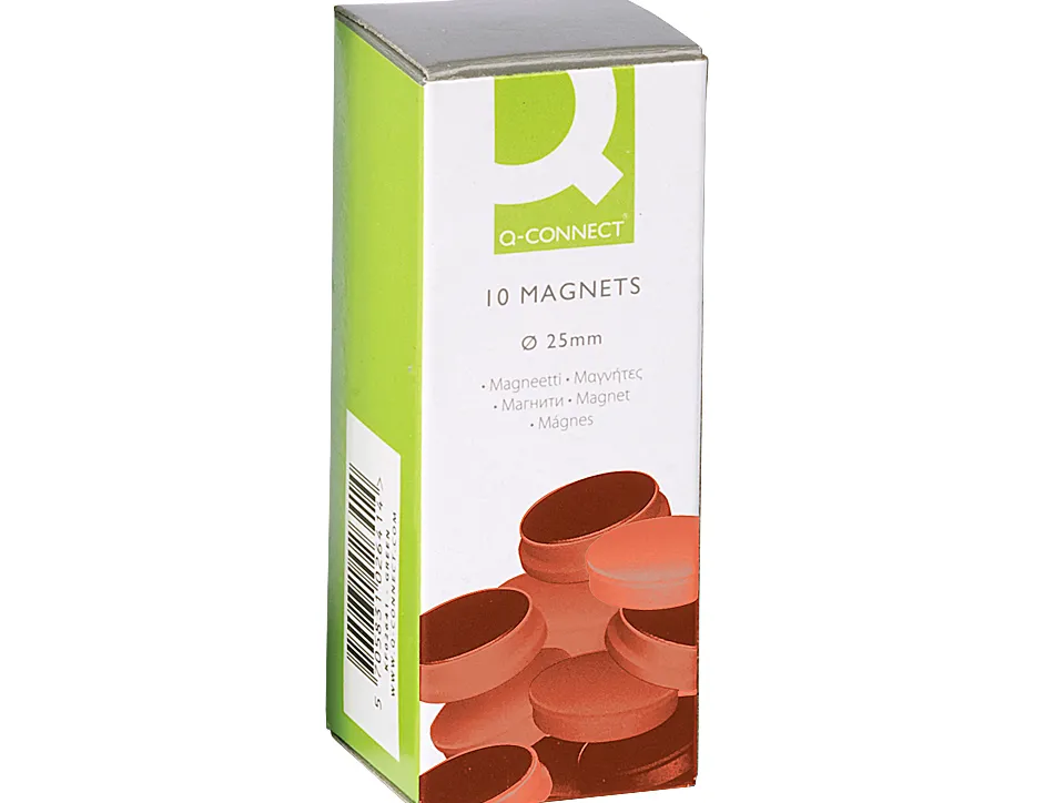 Aimant q-connect diamètre 25mm affichage signalisation toutes surfaces métalliques coloris rouge boîte 10 unités