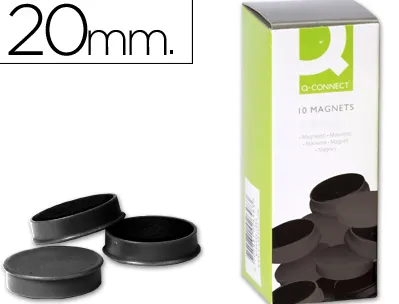 Aimant q-connect diamètre 20mm affichage signalisation toutes surfaces métalliques coloris noir boîte 10 unités