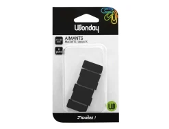 Aimant rectangulaire 25mm coloris noir blister 6 unités