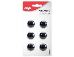 Aimant sign rond afficher signaler toutes surfaces métalliques diamètre 22mm coloris noir blister 6 unités