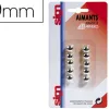 Aimant sign rond métallisé diamètre 9mm coloris argent pack 10 unités