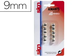 Aimant sign rond métallisé diamètre 9mm coloris argent pack 10 unités