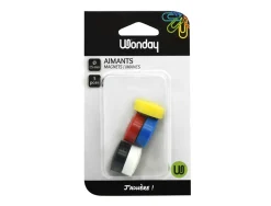 Aimant wonday rond diamètre 25mm coloris assortis blister 5 unités