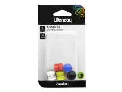 Aimant wonday rond diamètre 15mm coloris assortis blister 10 unités