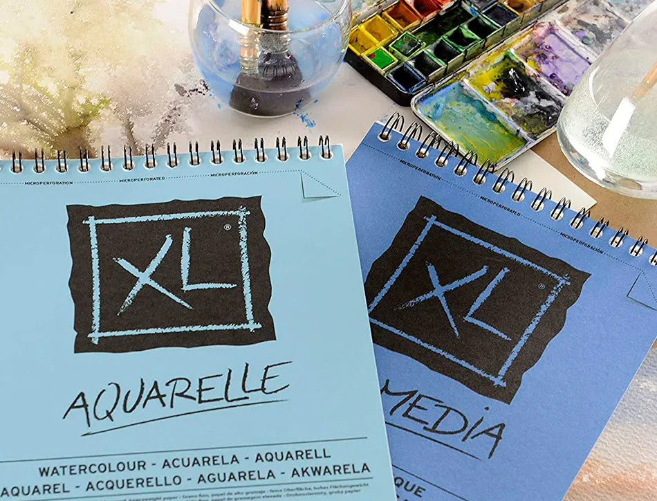Album canson xl aquarelle a spirale papier grain fin blanc 300g a4 21x29,7cm 30f