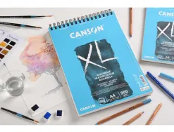 Album canson xl aquarelle a spirale papier grain fin blanc 300g a4 21x29,7cm 30f