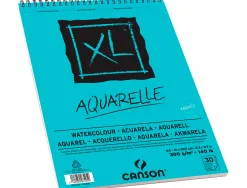 Album canson xl aquarelle a spirale papier grain fin blanc 300g a4 21x29,7cm 30f