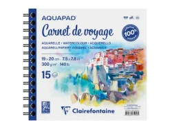 Album clarefontaine aquapad carnet de voyage spirale 190x200mm 15 feuilles 300g