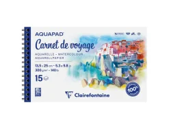 Album clarefontaine aquapad carnet de voyage spirale 135x250mm 15 feuilles 300g